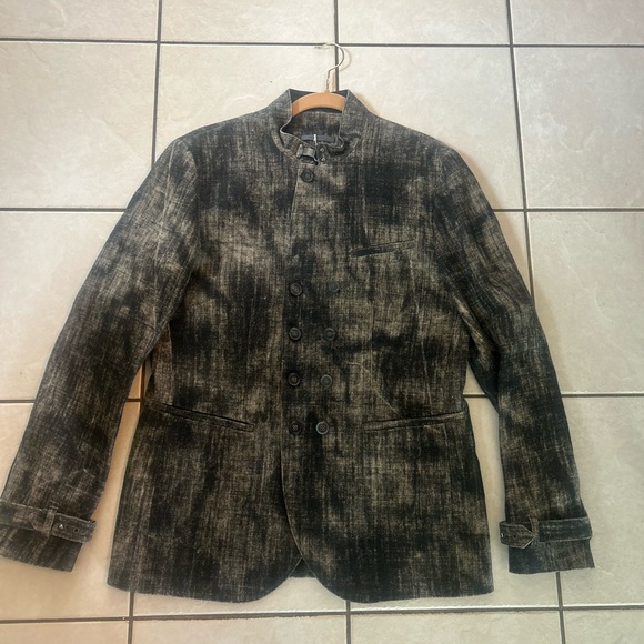 John Varvatos Black and Brown Textured Jacket - Picture 1 of 8
